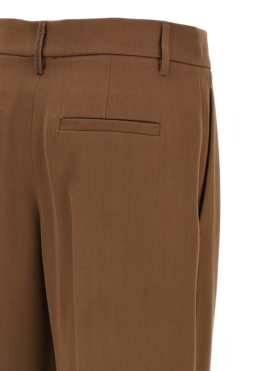 Brown Virgin Wool Casual Pants