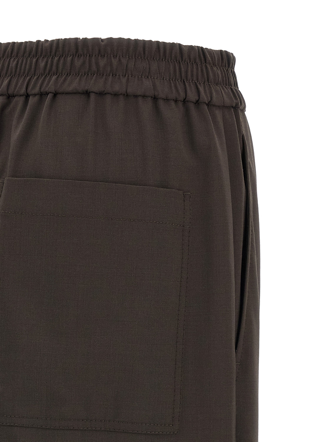 Brown Virgin Wool Casual Pants