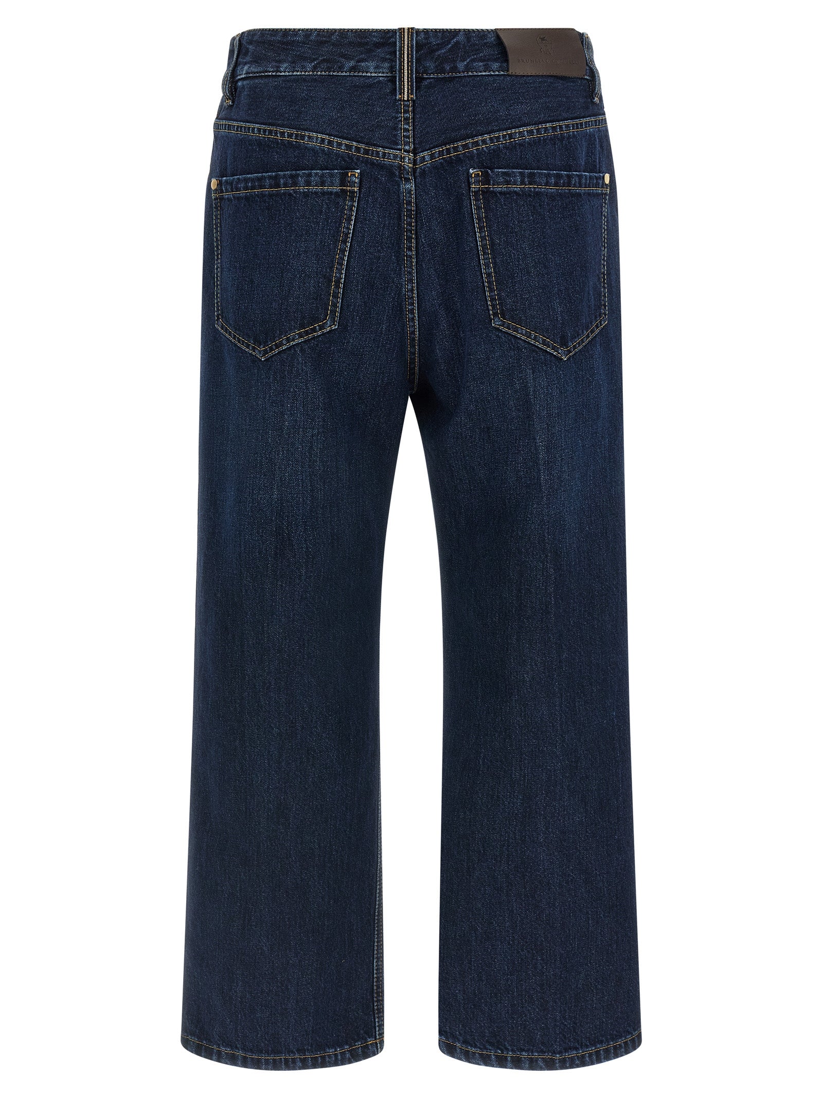Blue Cotton Cropped Jeans