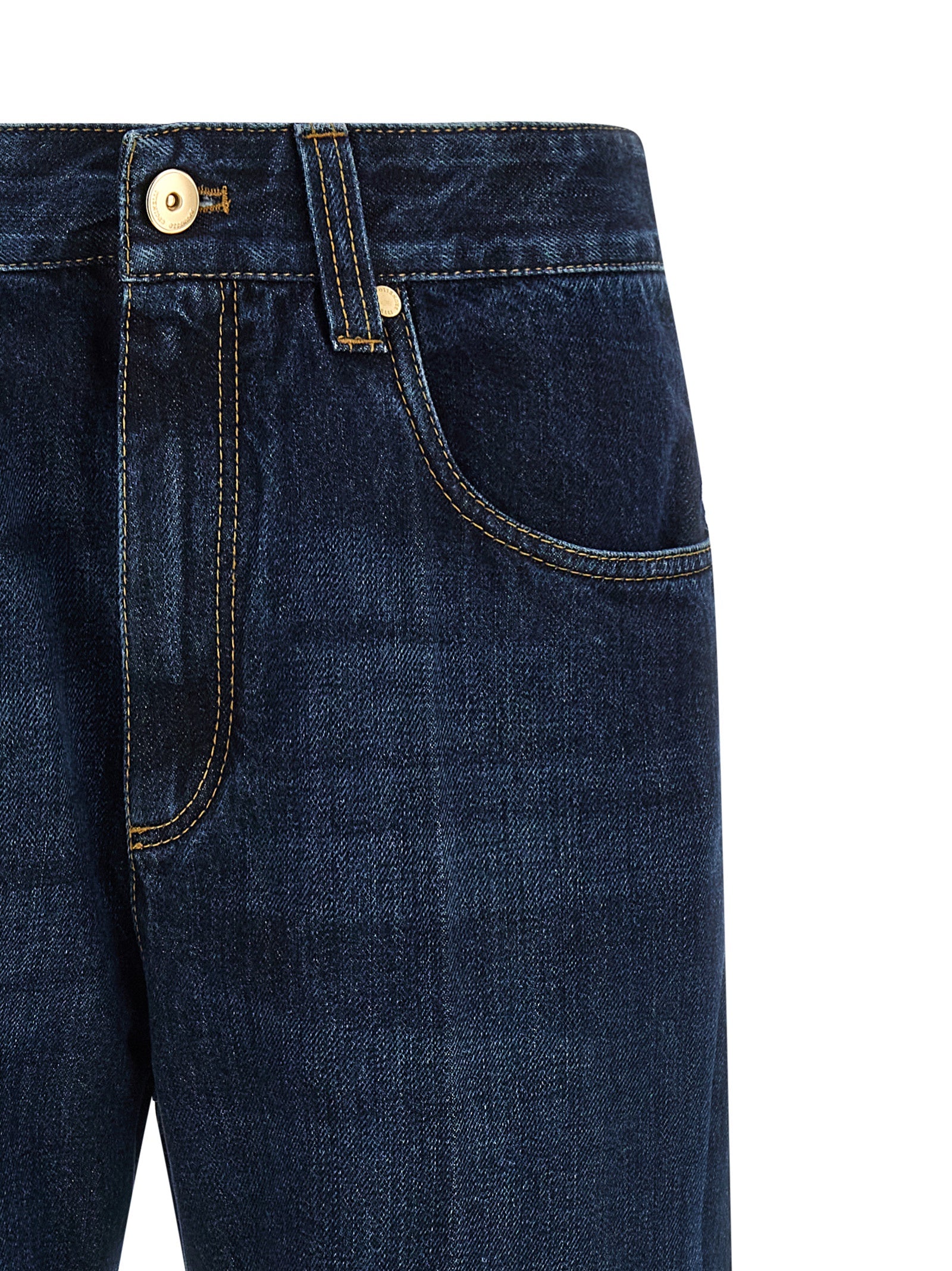 Blue Cotton Cropped Jeans