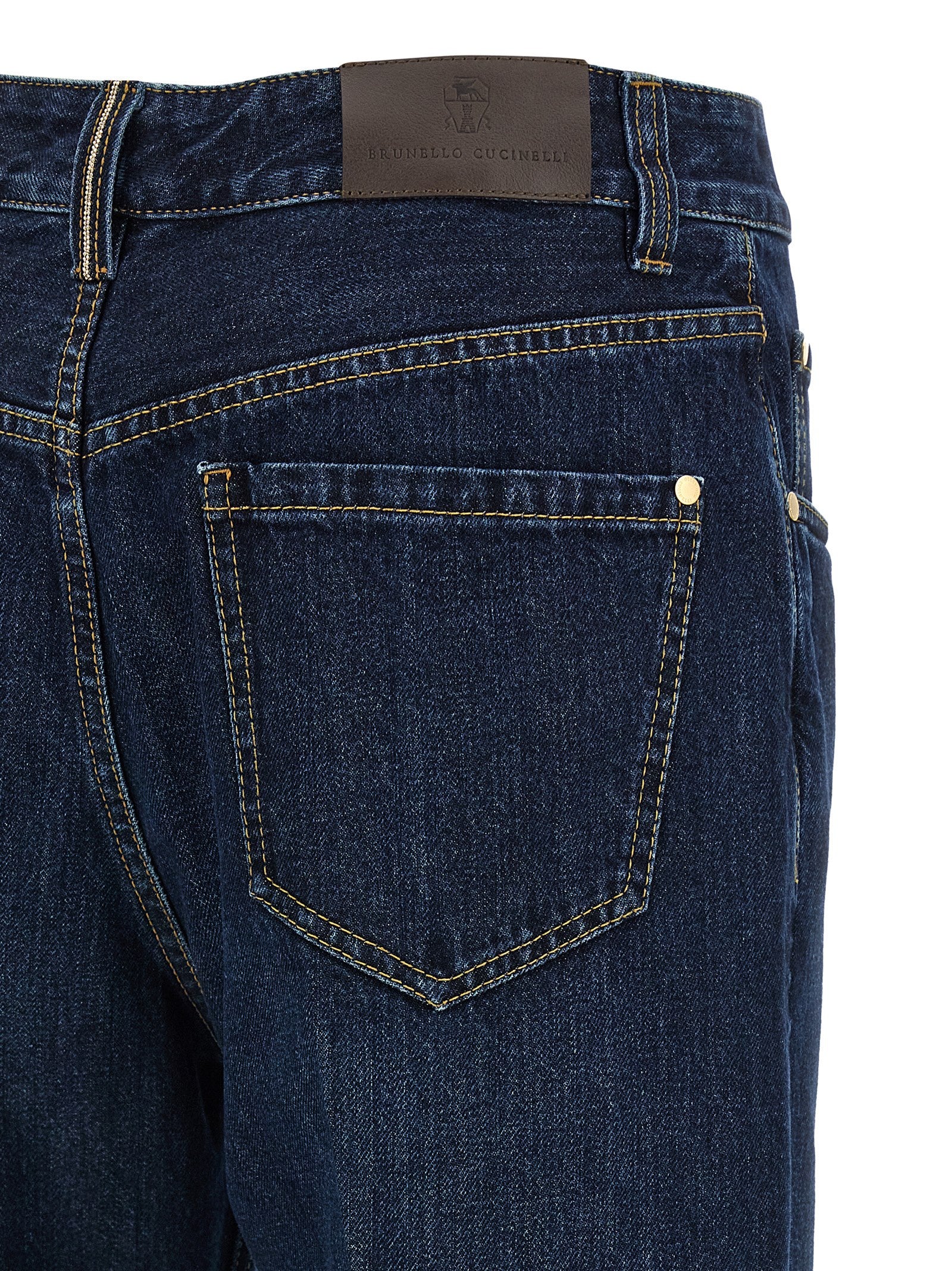 Blue Cotton Cropped Jeans