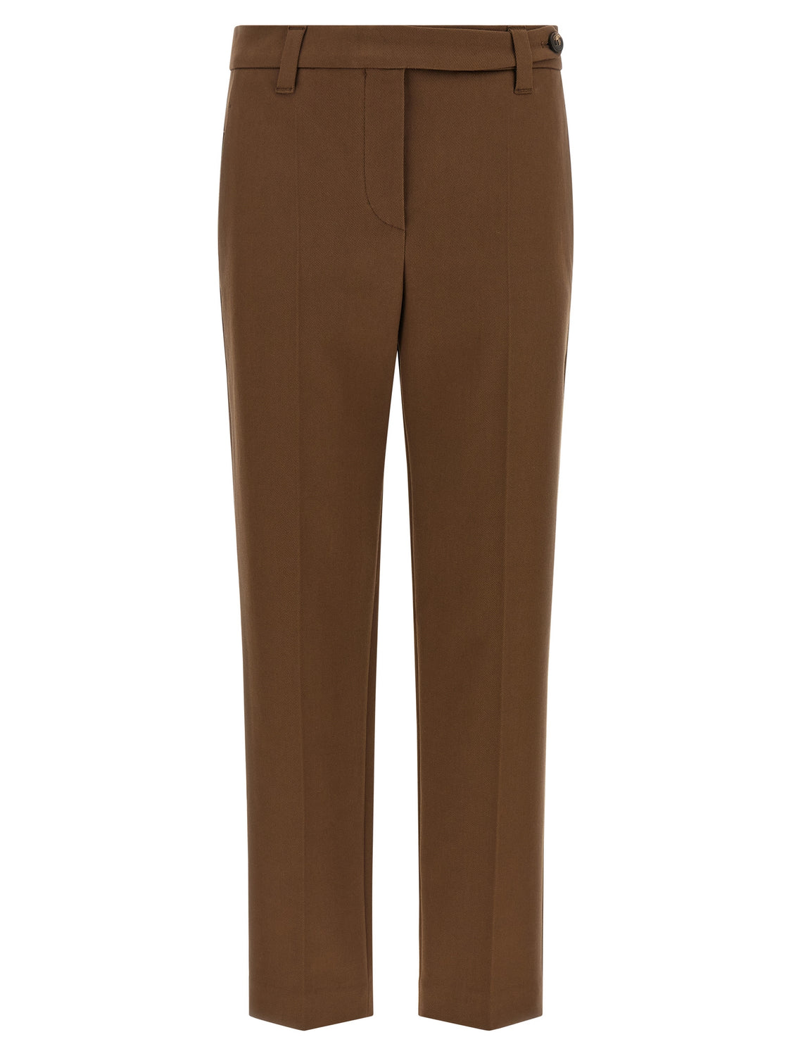 Brown Cotton Cropped Pants