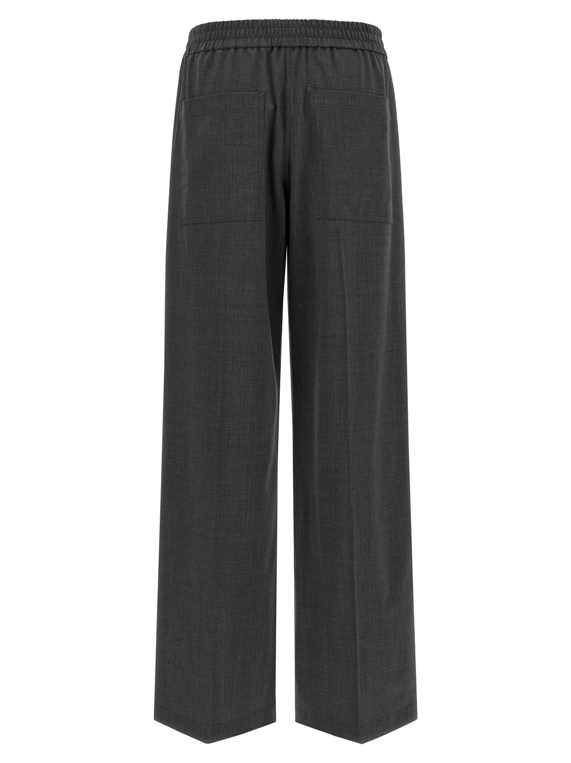 Gray Virgin Wool Flared Pants