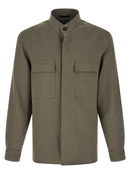 Gray Linen Blouse