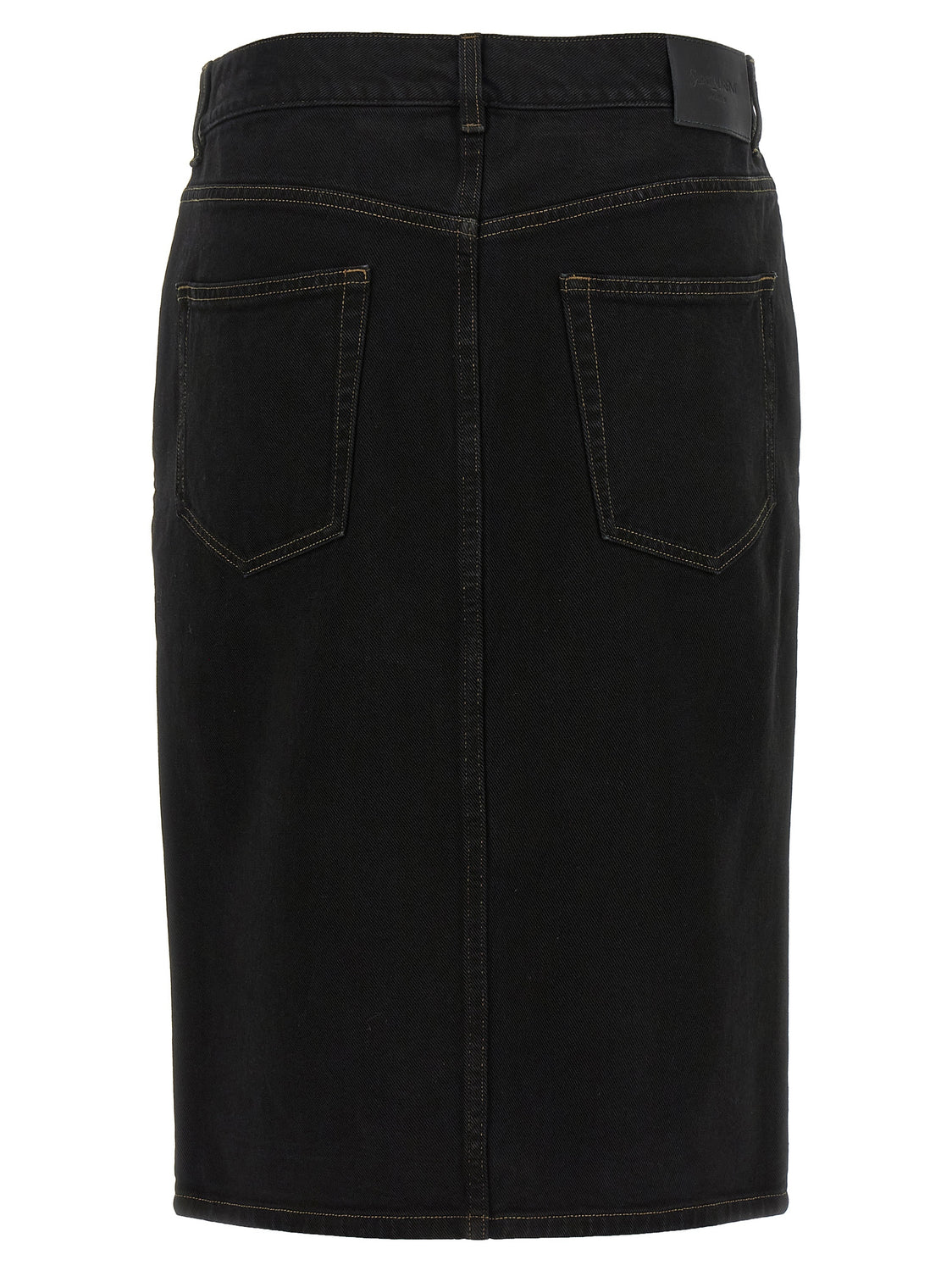 Black Cotton Midi Skirt