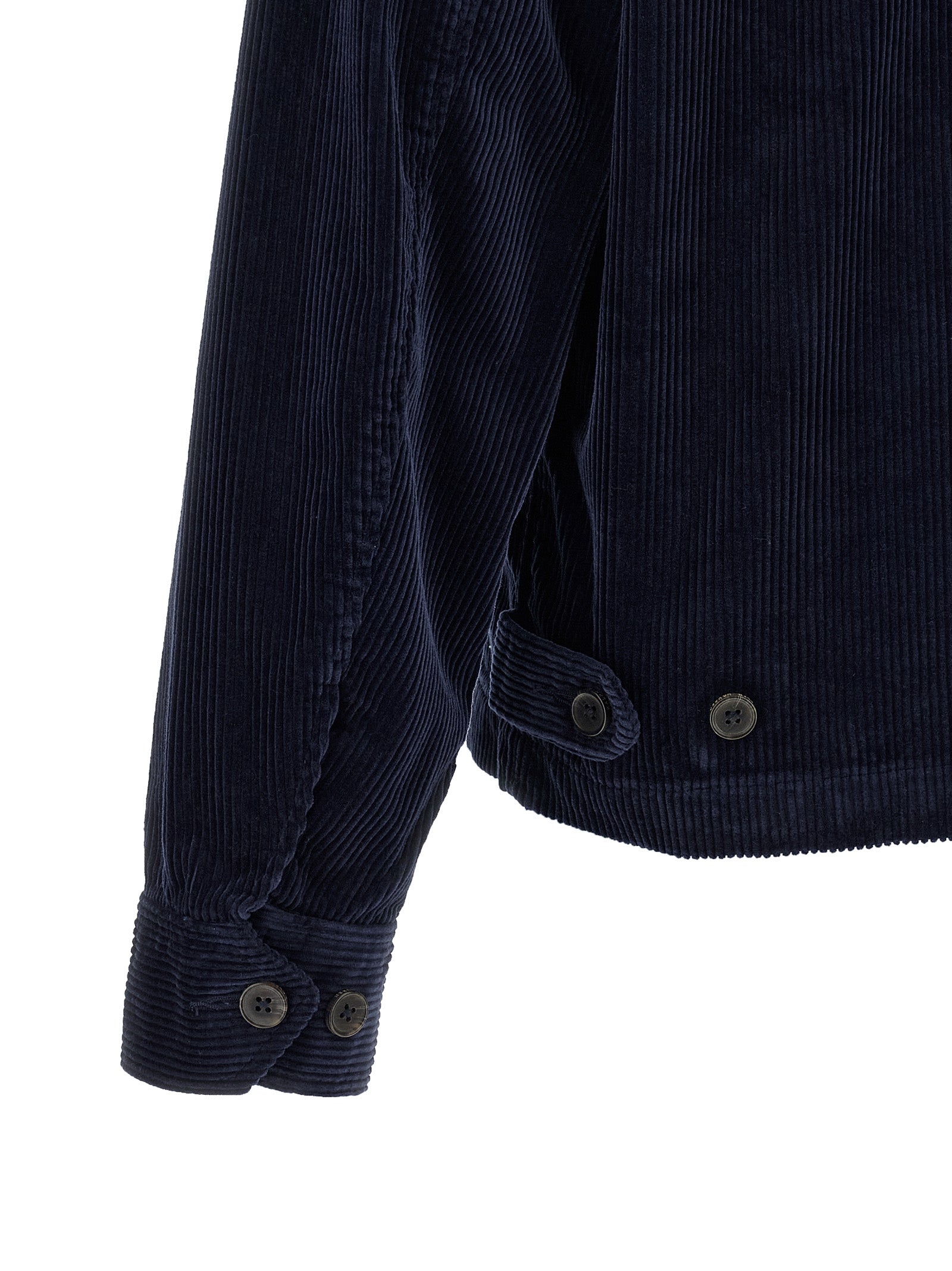 Blue Cotton Full-Length Jacket