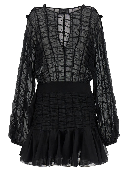 Black Cotton Short Dress