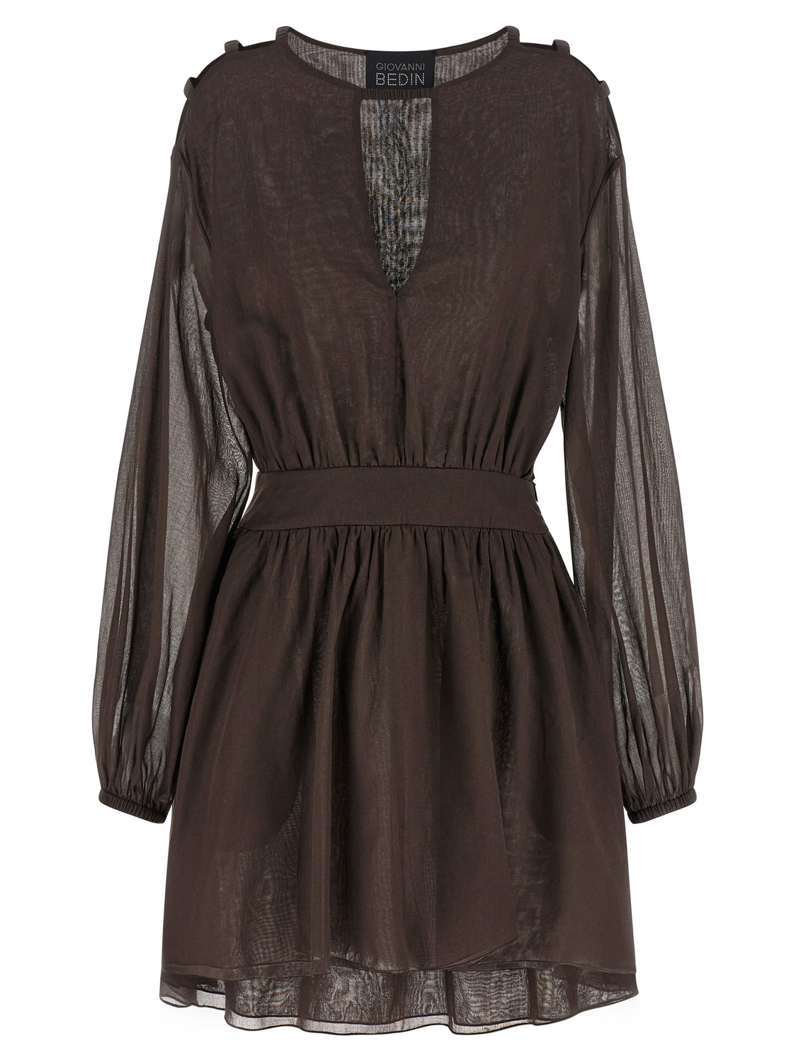 Brown Cotton Short Dress