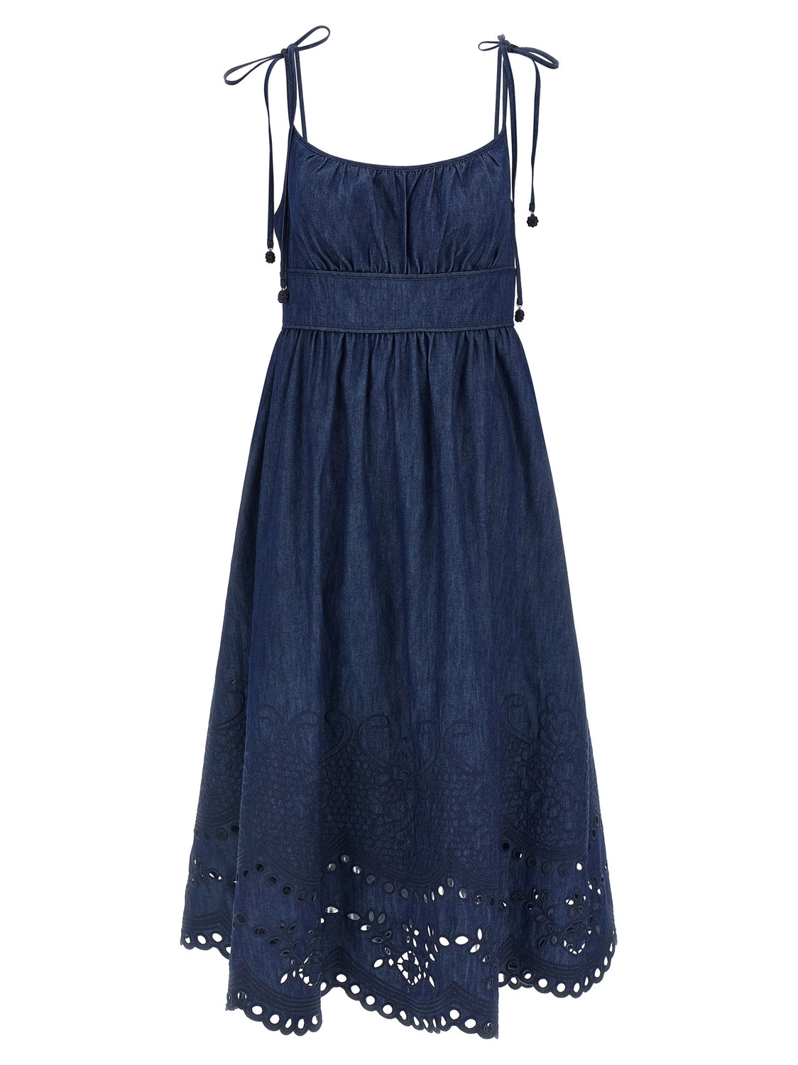 Blue Cotton Midi Dress