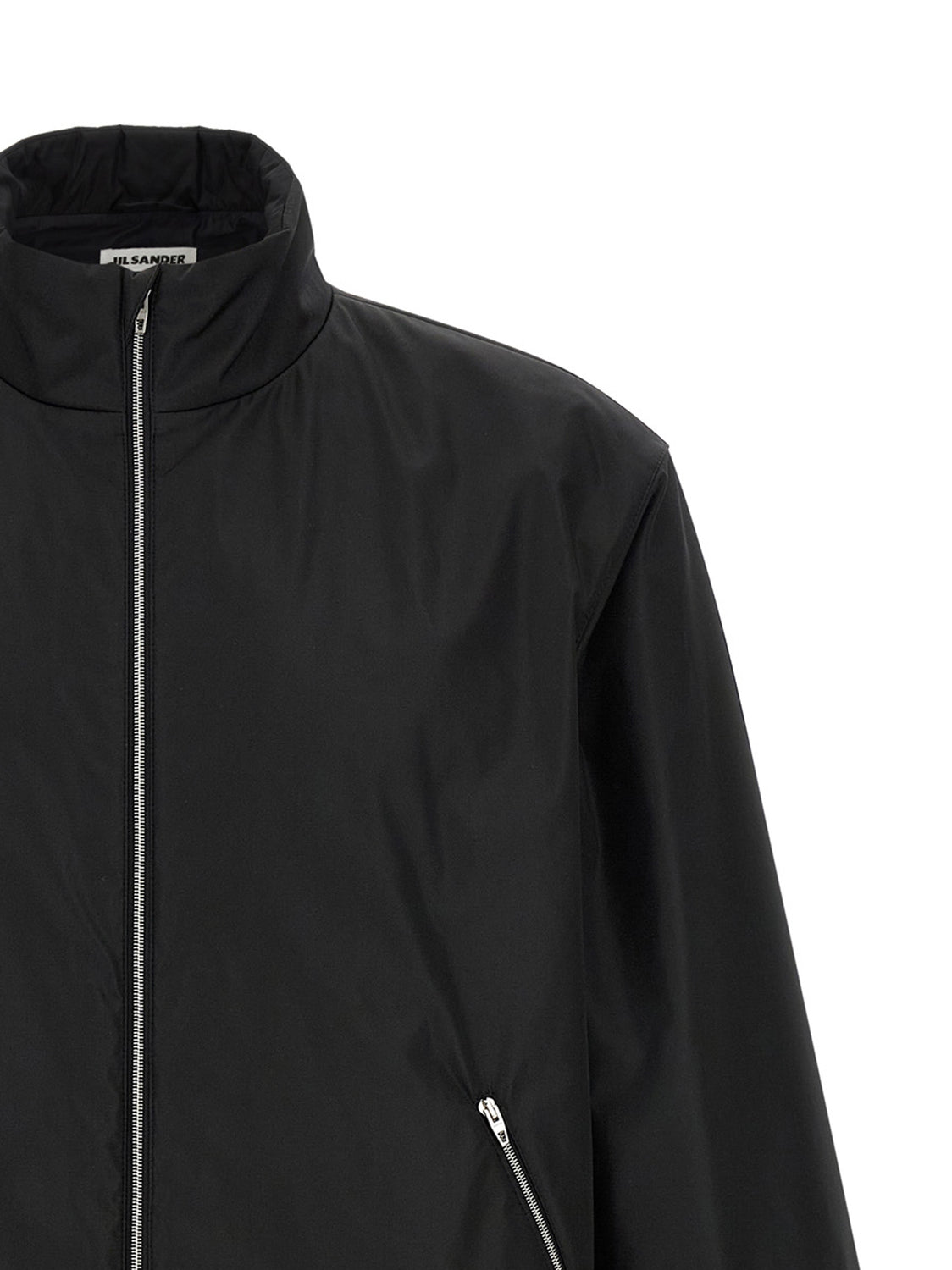 Black Polyester Full-Length Jacket