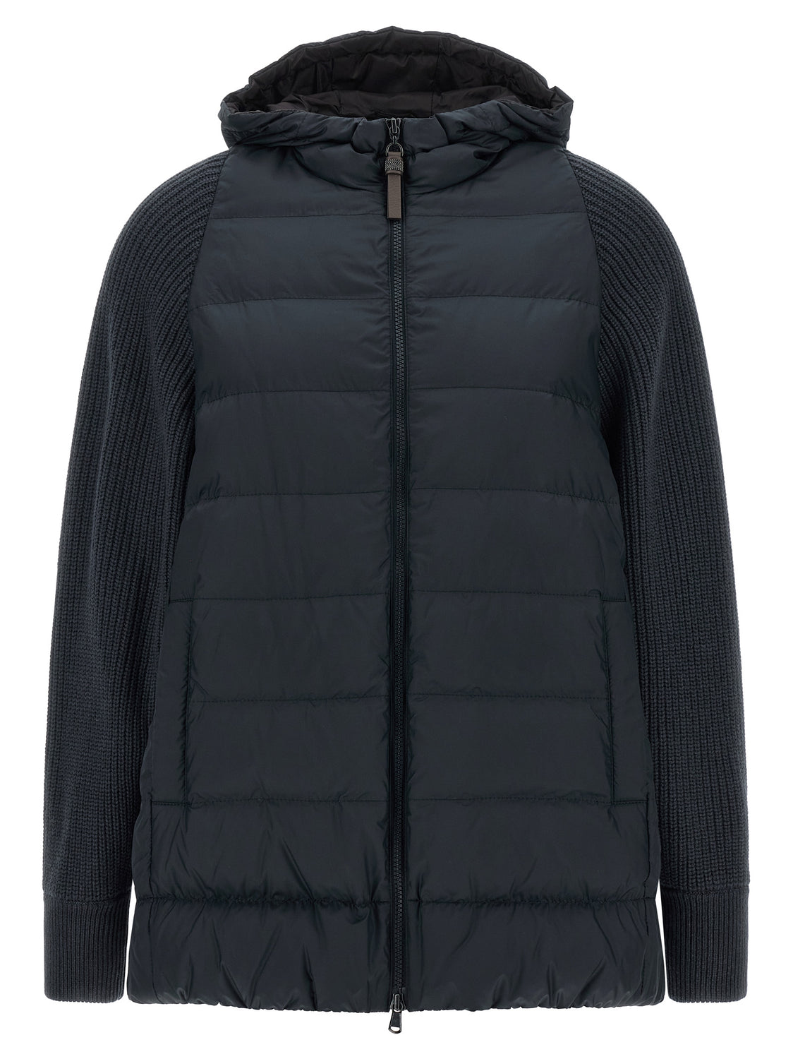 Blue Polyester Full-Length Jacket
