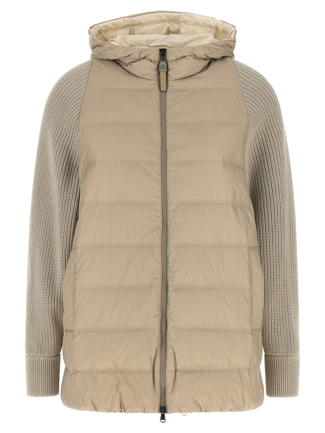 Beige Polyester Full-Length Jacket