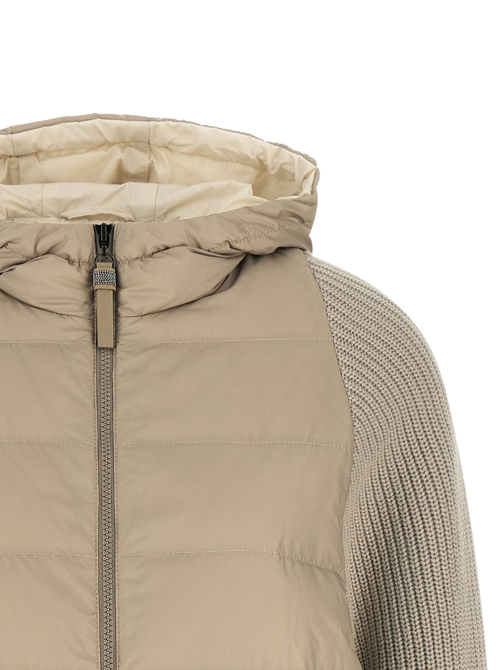 Beige Polyester Full-Length Jacket