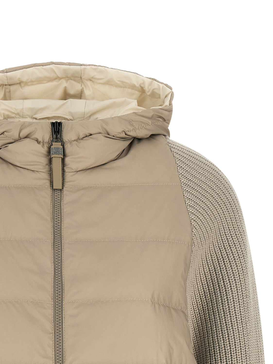 Beige Polyester Full-Length Jacket