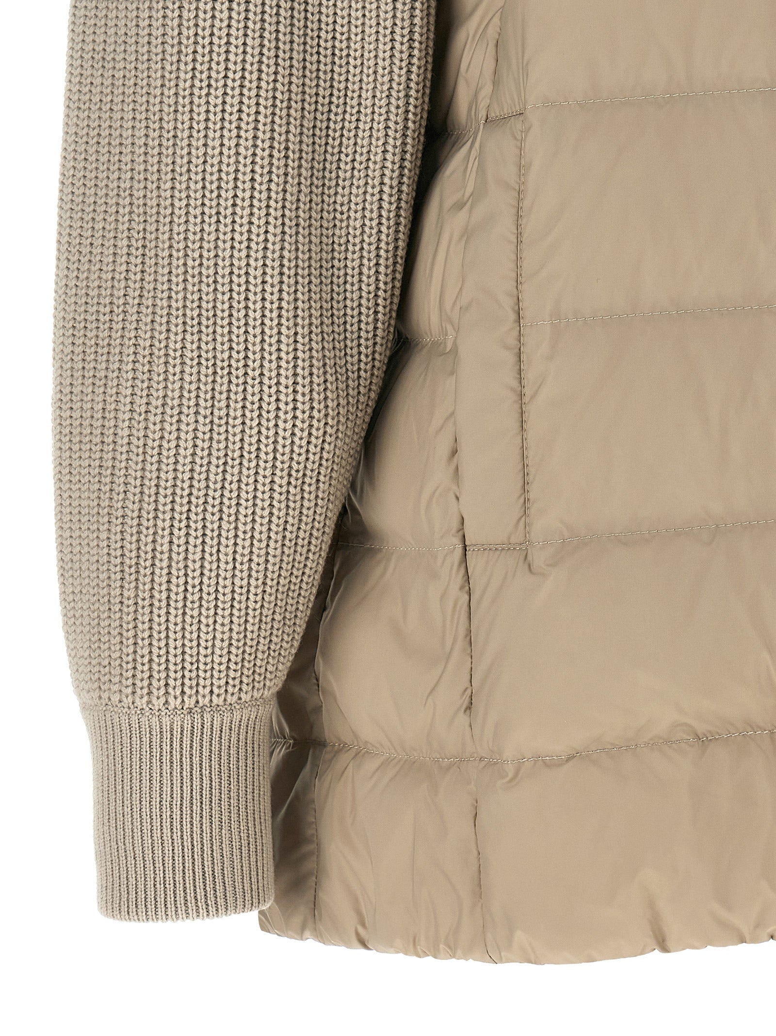 Beige Polyester Full-Length Jacket