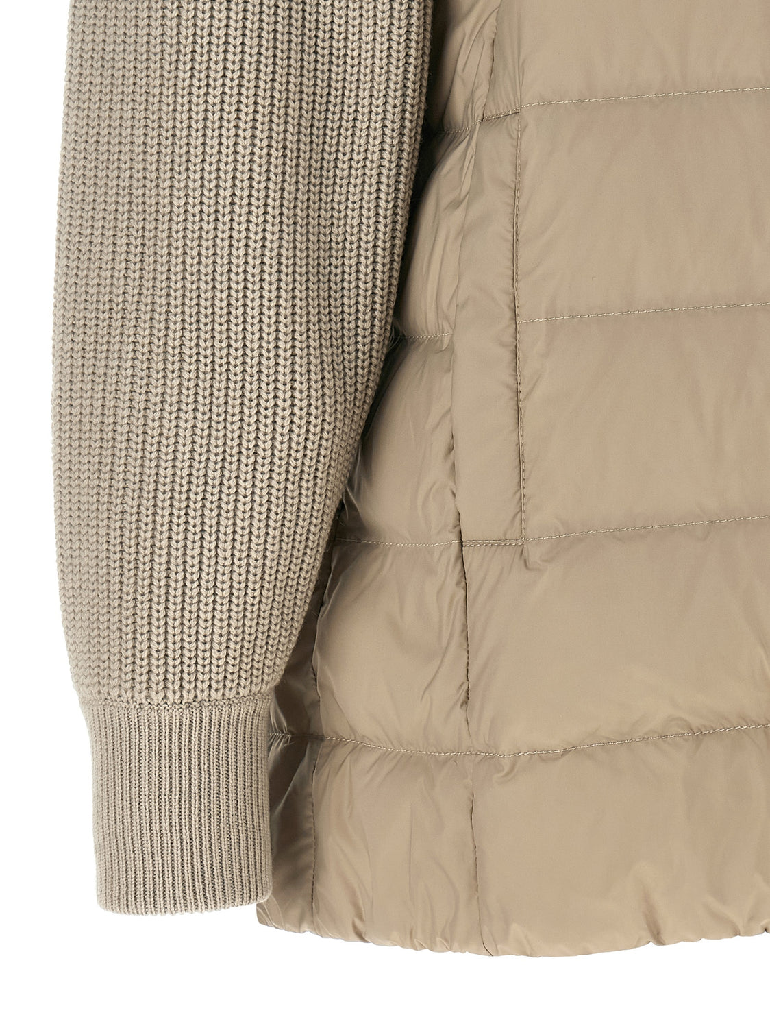 Beige Polyester Full-Length Jacket