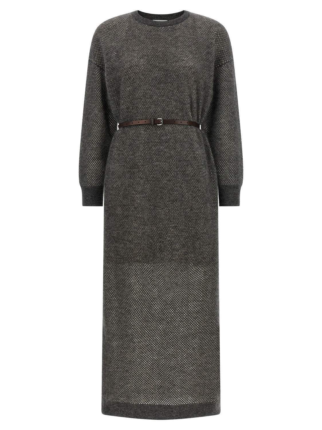 Gray Wool Midi Dress