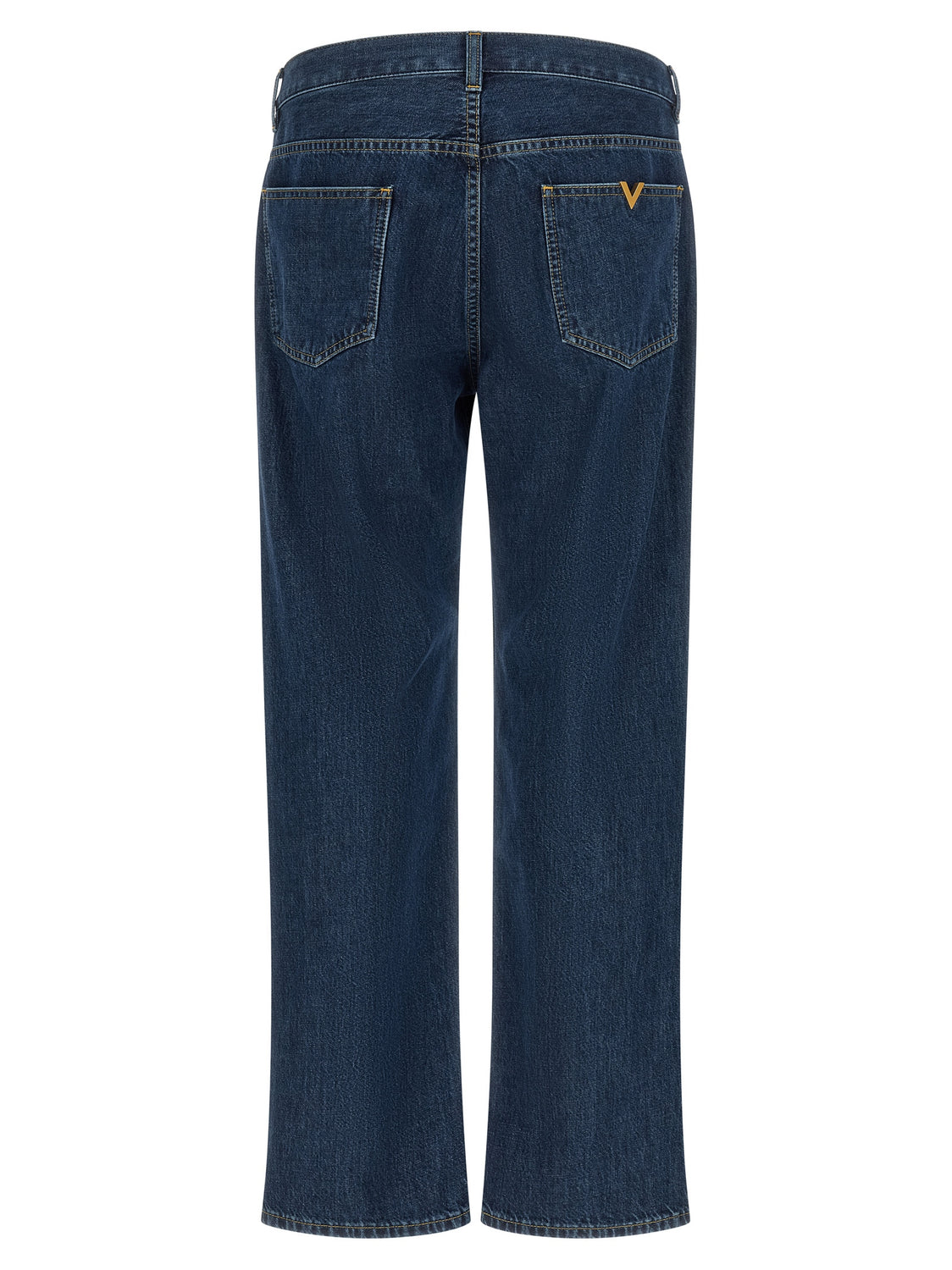 Blue Cotton Straight-Leg Jeans