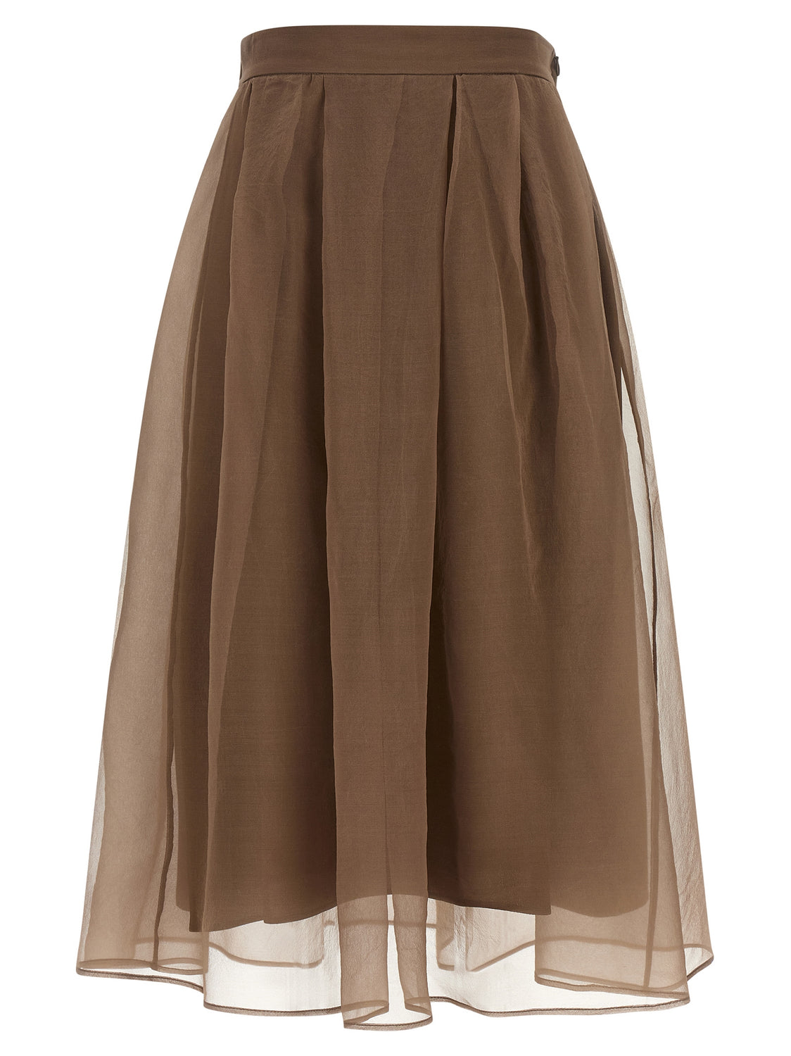 Brown Silk Midi Skirt