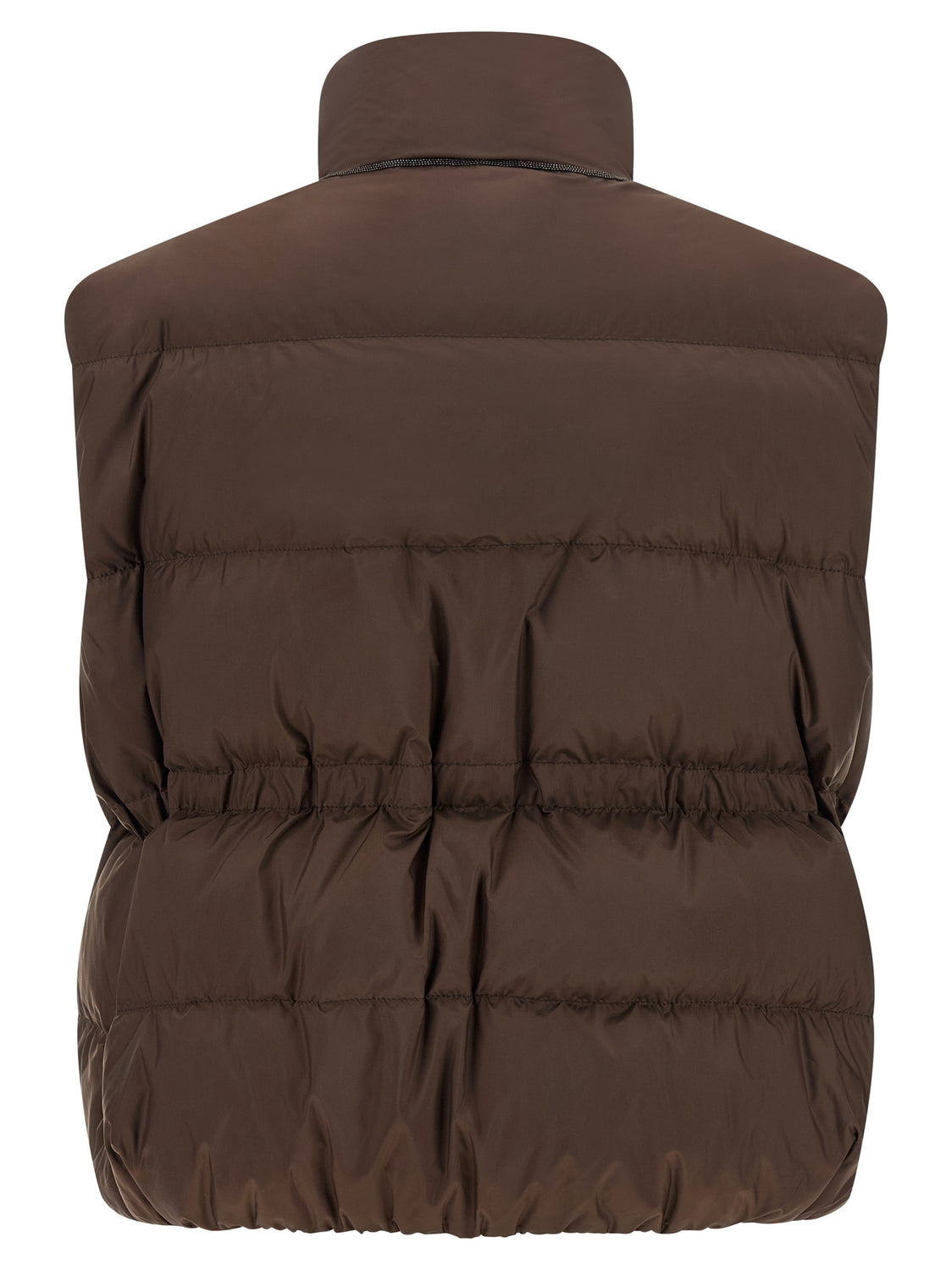 Brown Polyester Sleeveless Jacket