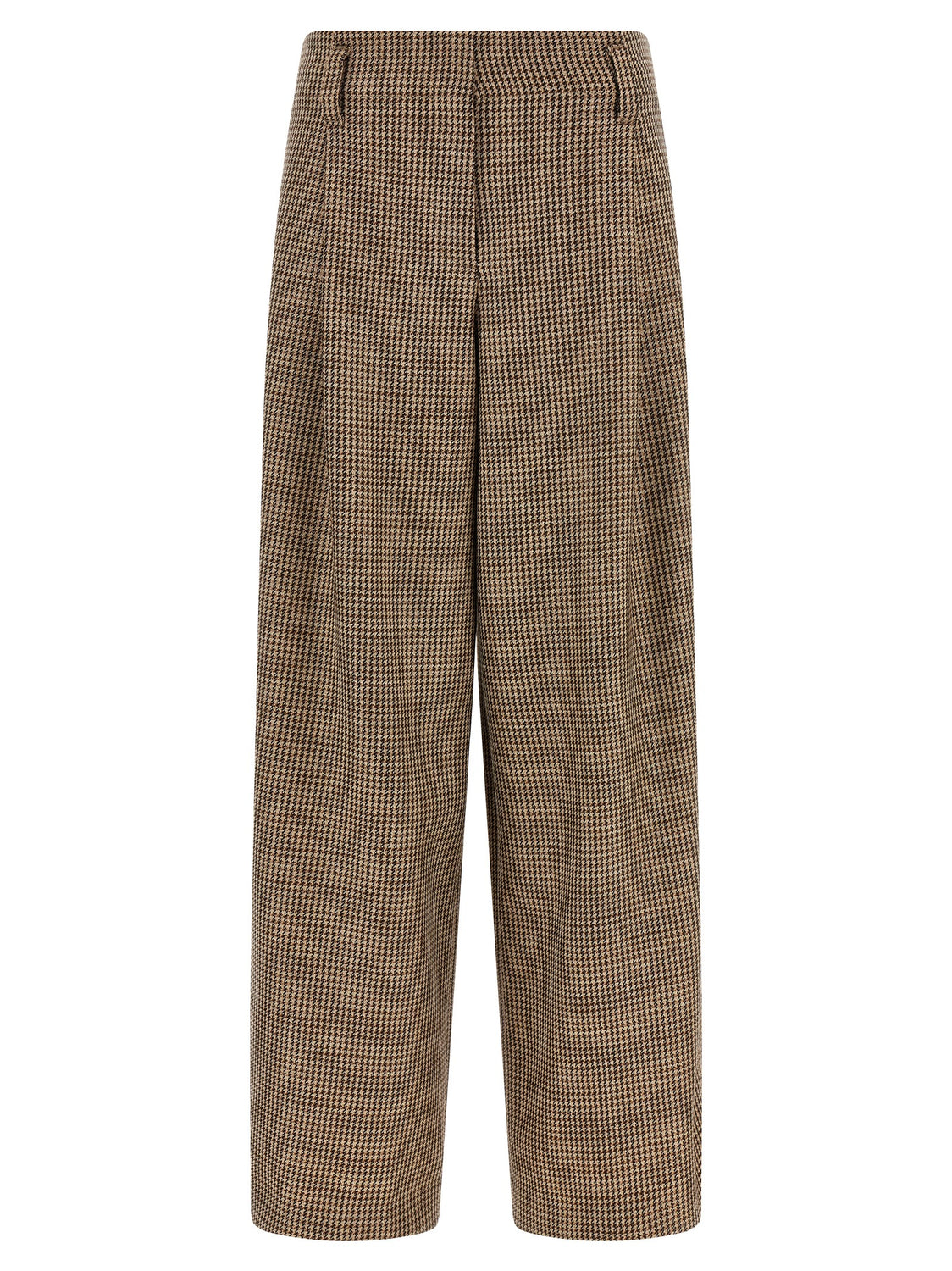 Brown Virgin Wool Flared Pants