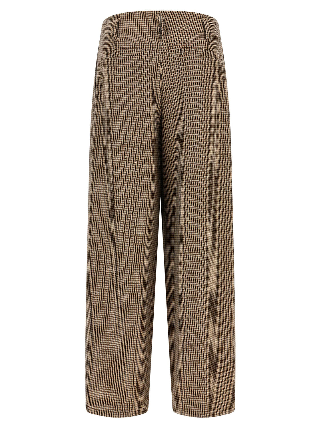 Brown Virgin Wool Flared Pants
