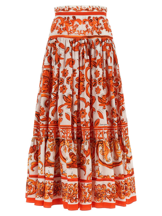 Orange Cotton Mini Skirt