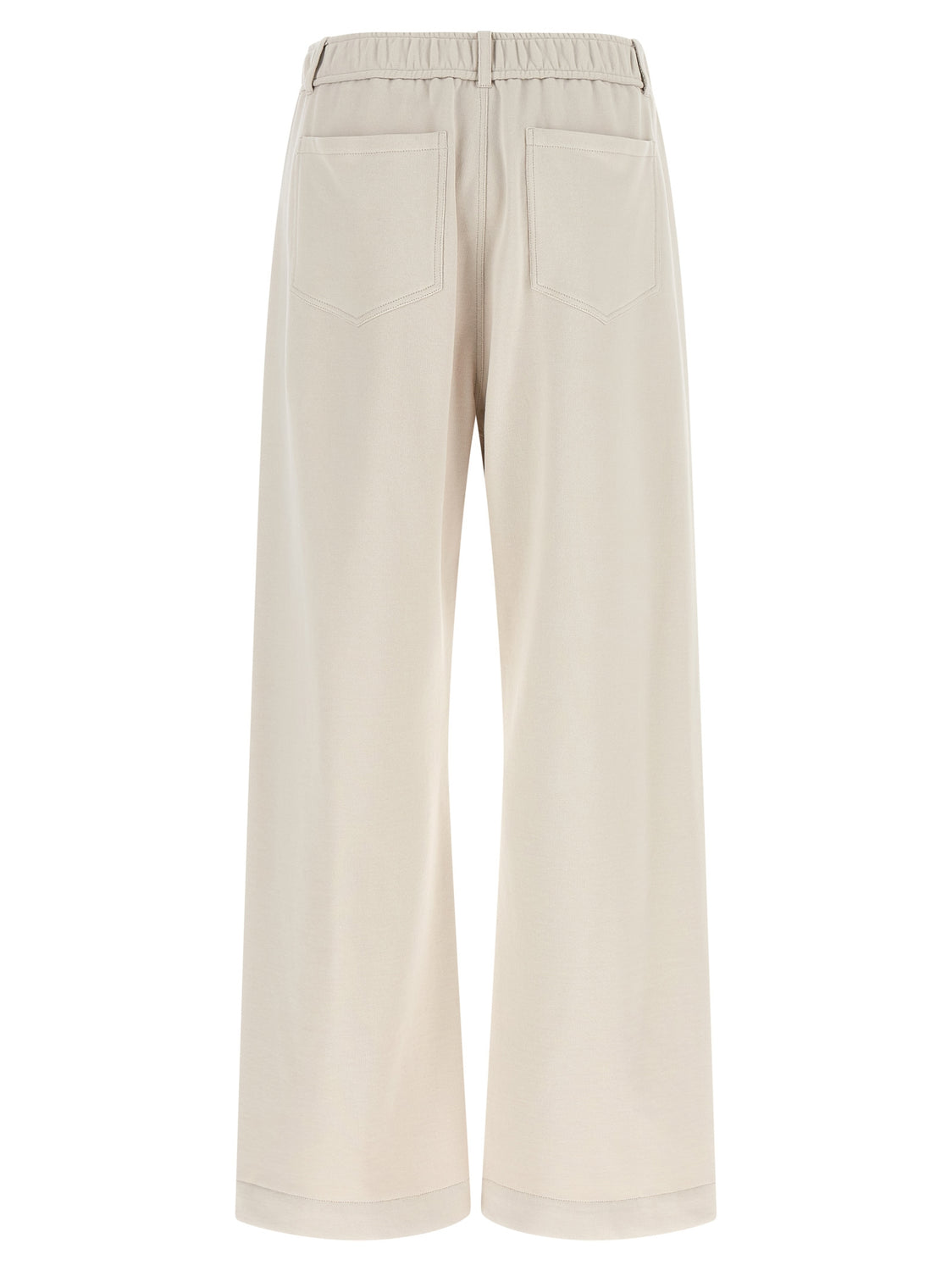 Beige Cotton Athletic Pants