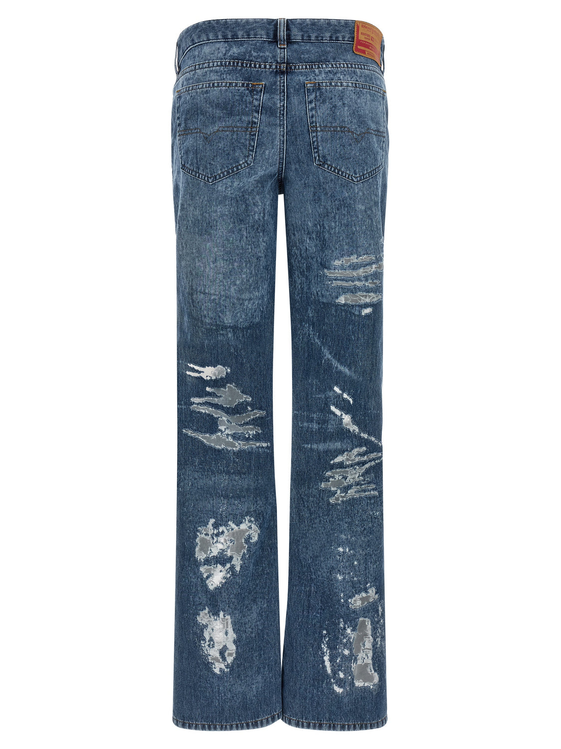 Blue Cotton Flared Jeans