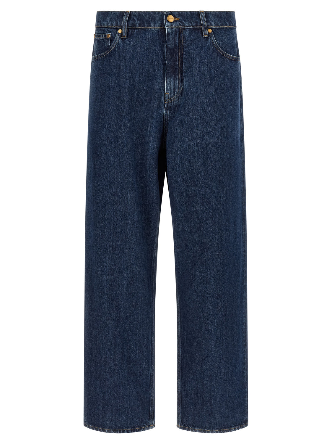 Blue Cotton Straight-Leg Jeans