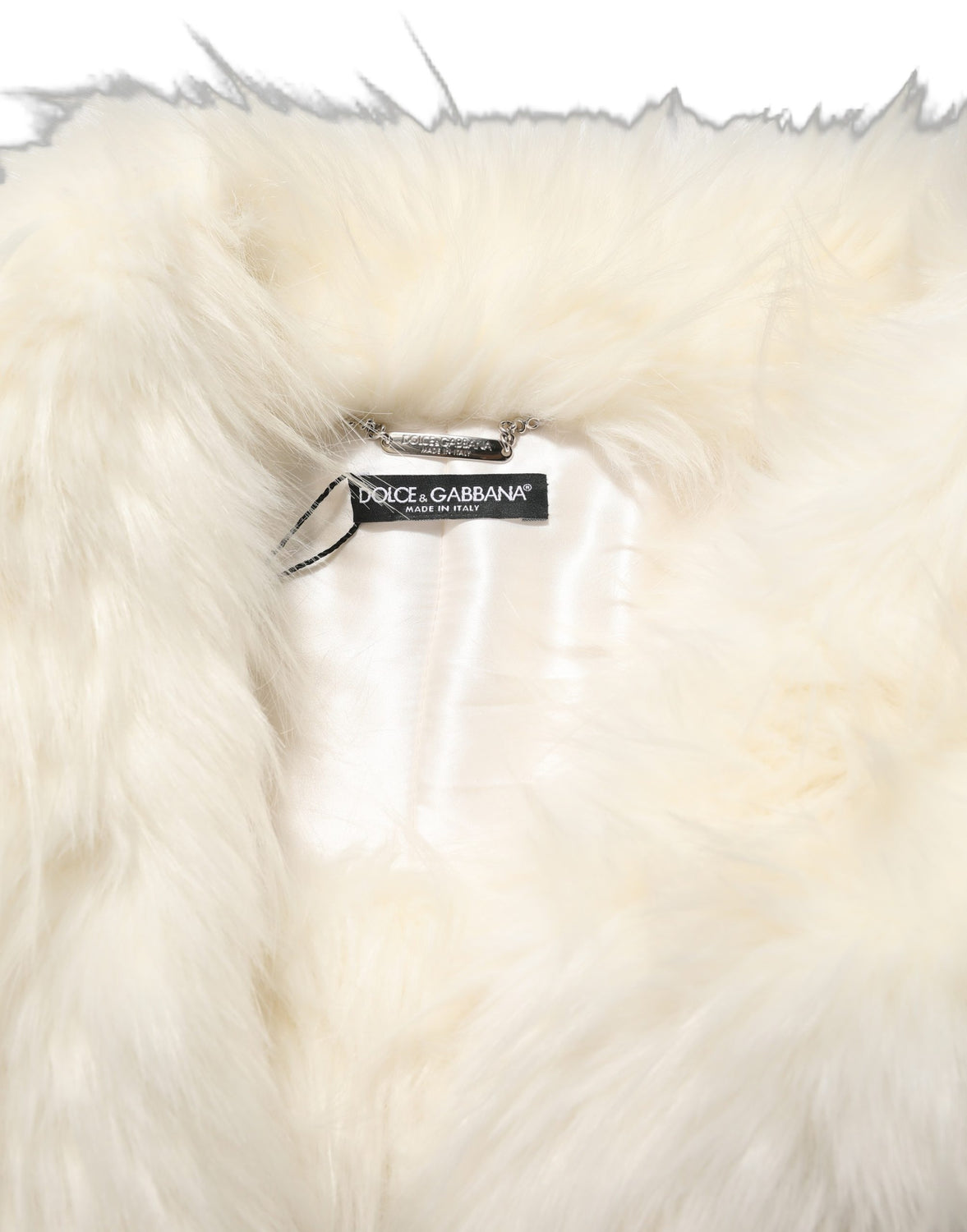 White Faux Fur Long Sleeves Coat Jacket