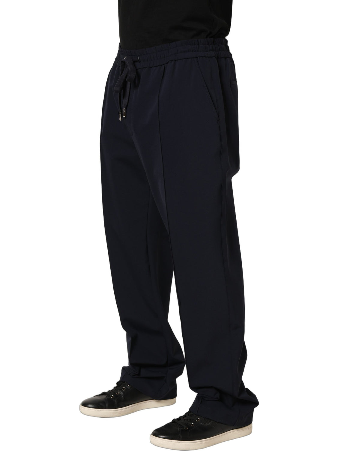 Dark Blue Drawstring Nylon Jogger Sweatpants Pants