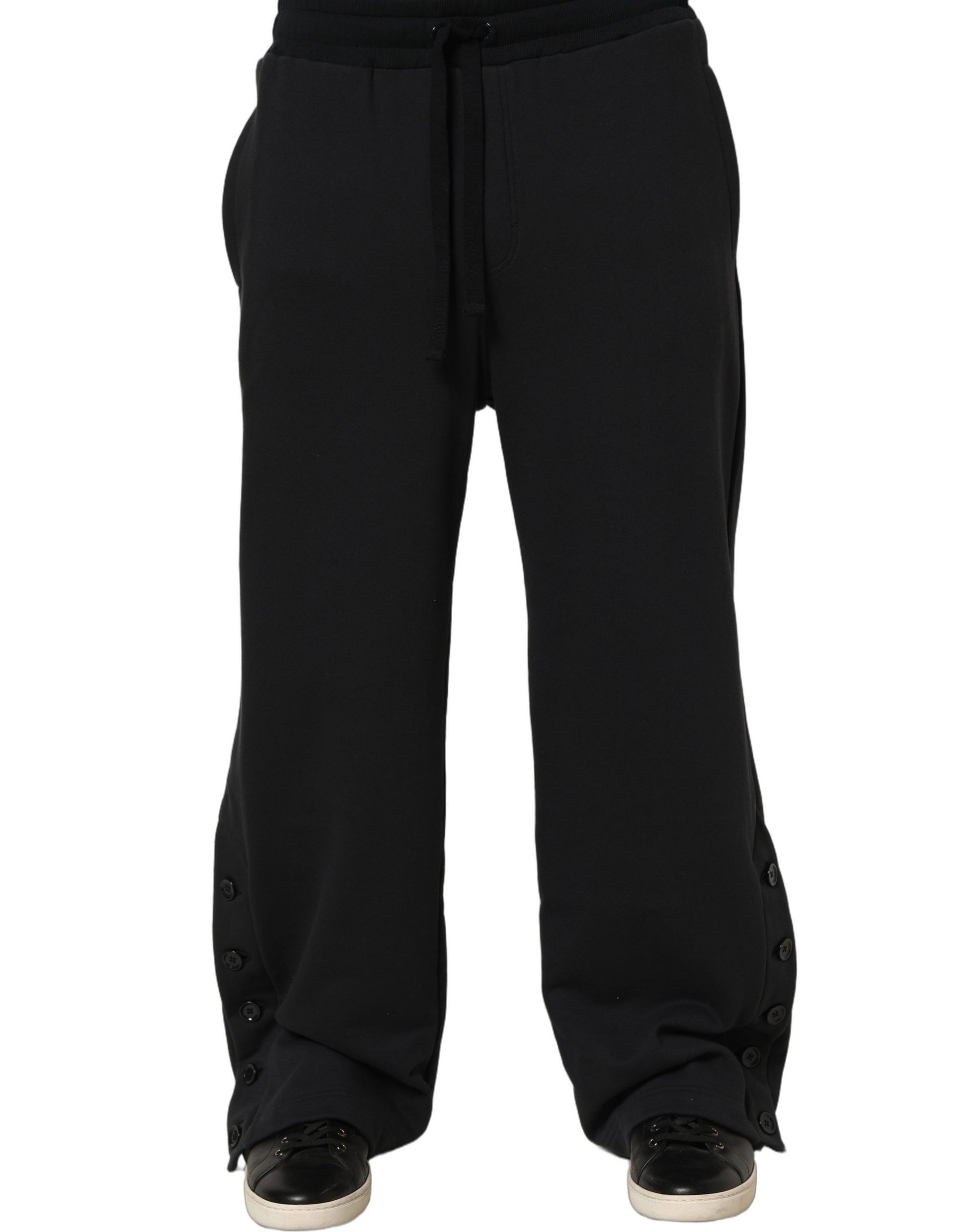Black Drawstring Viscose Jogger Men Sweatpants Pants