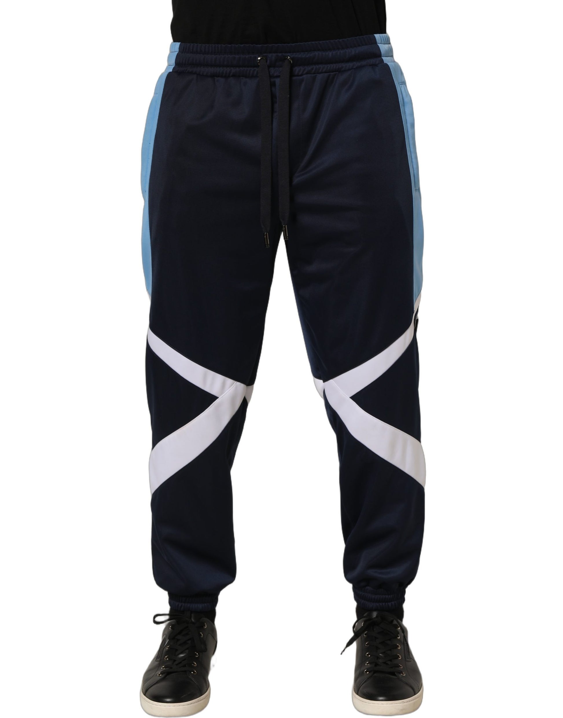 Blue White Drawstring Jogger Sweatpants Pants