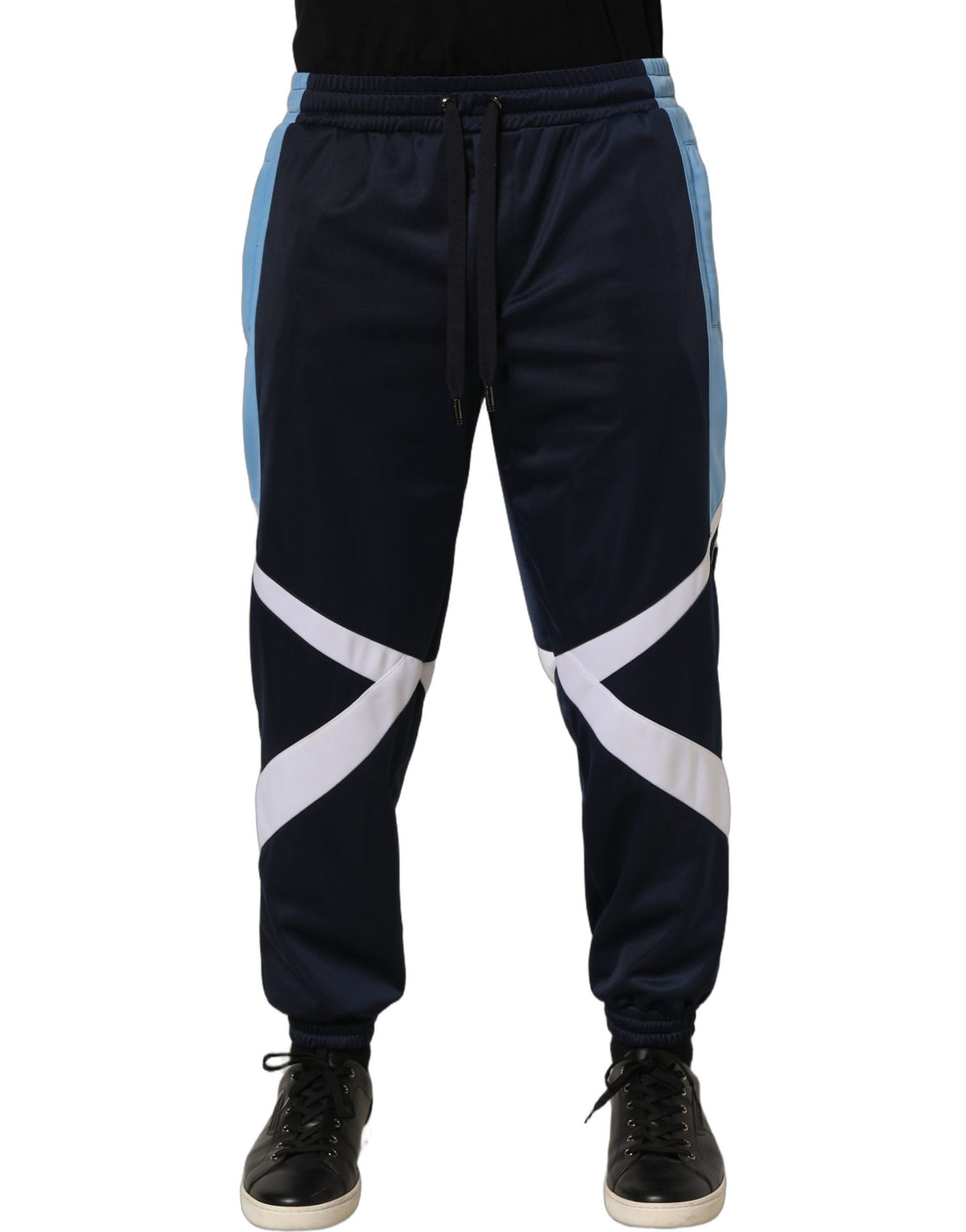 Blue White Drawstring Jogger Sweatpants Pants