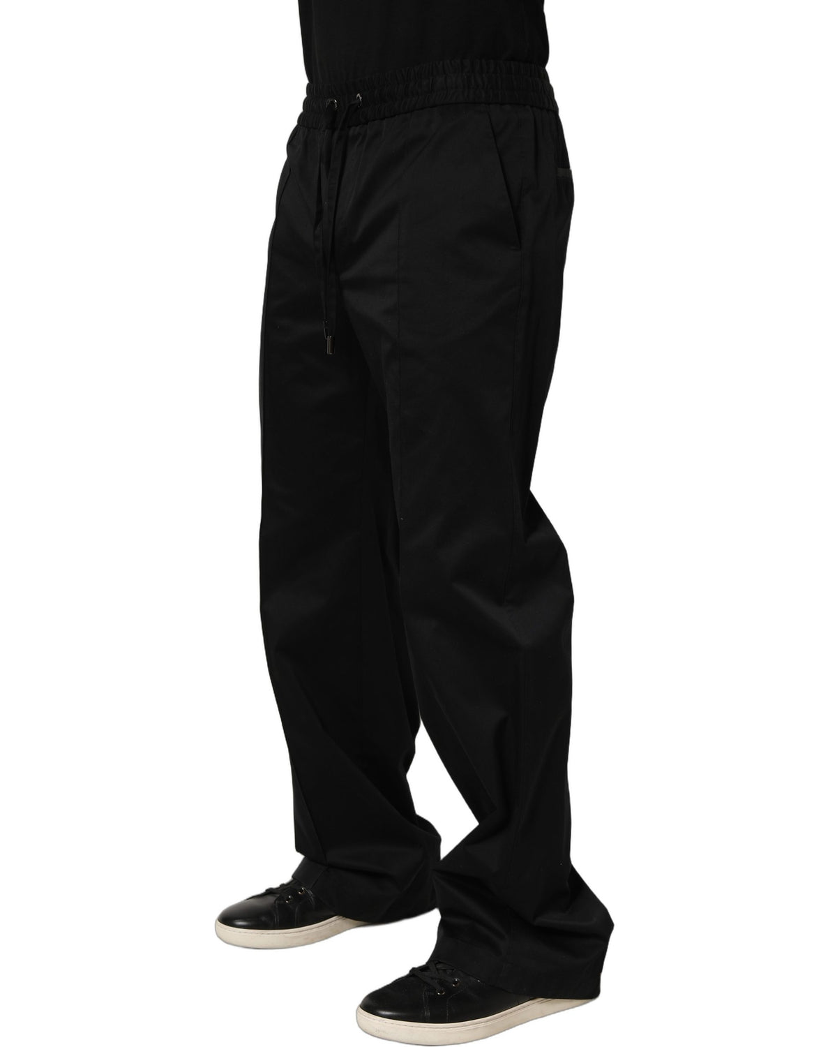Black Drawstring Cotton Jogger Men Sweatpants Pants