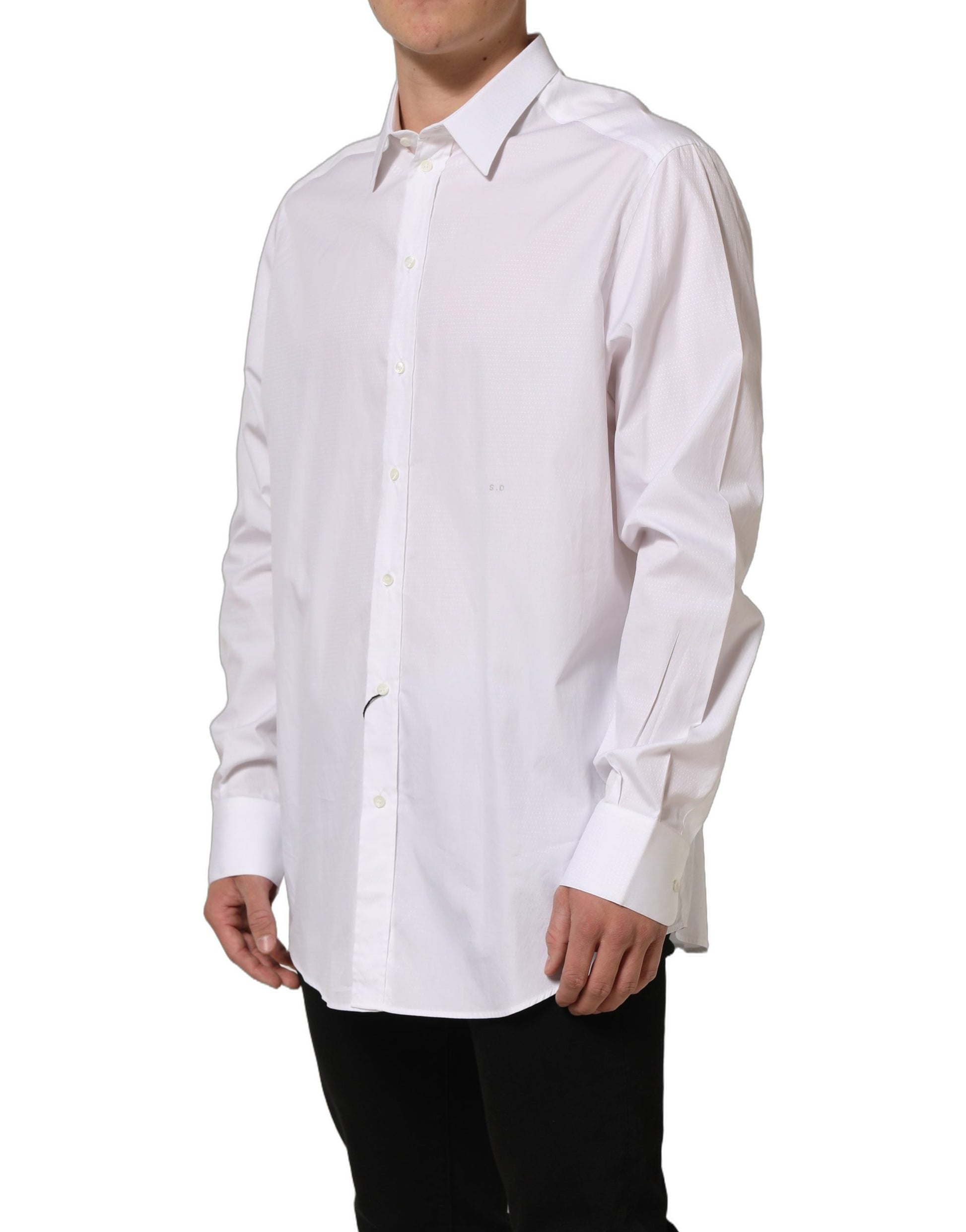White Cotton Long Sleeves Men Dress Shirt