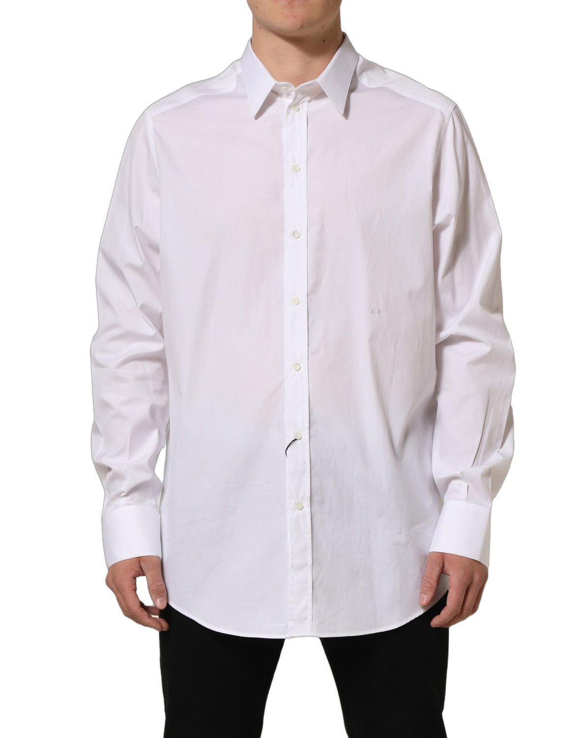 White Cotton Long Sleeves Men Dress Shirt