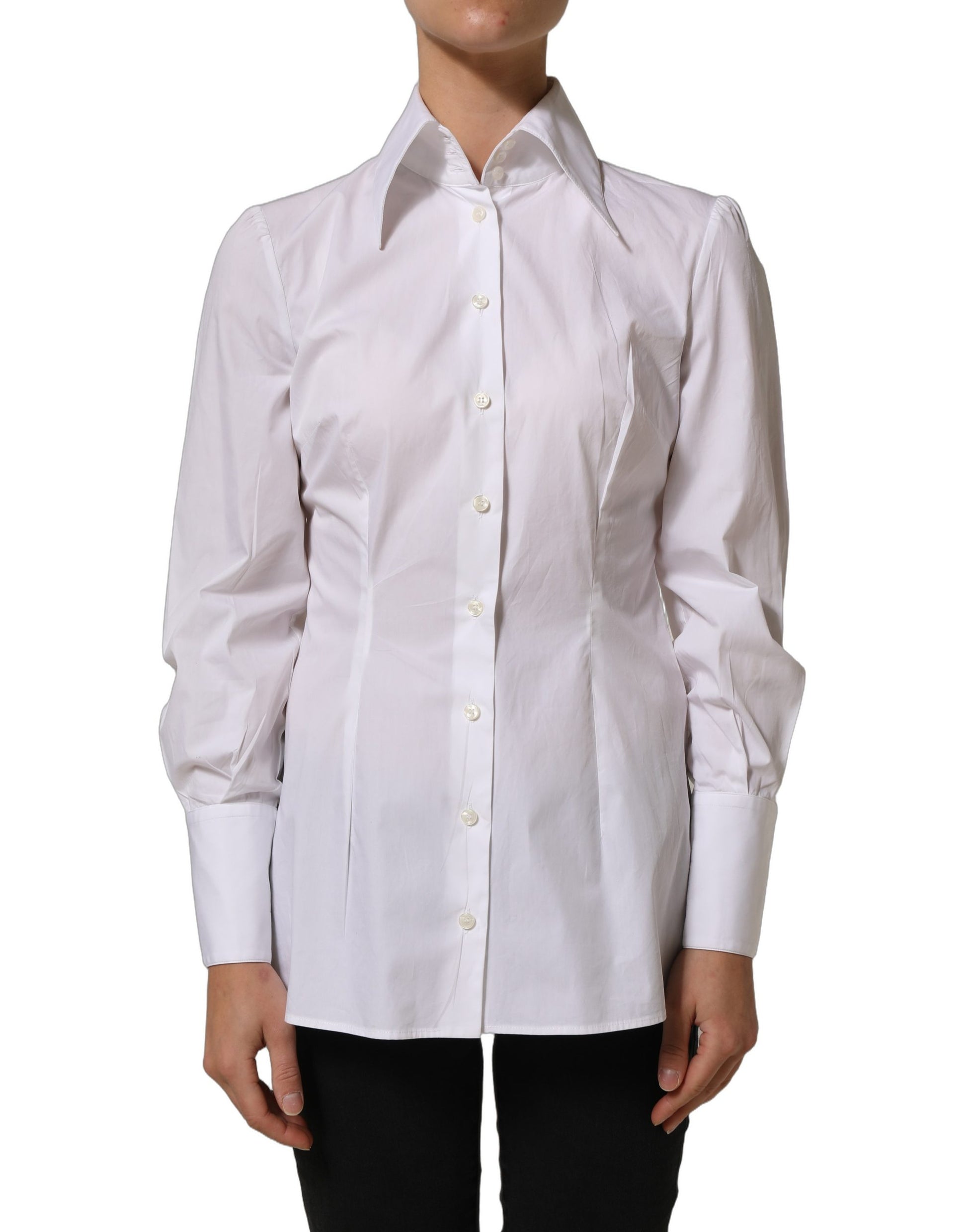 White Collared Long Sleeves Dress Shirt Top