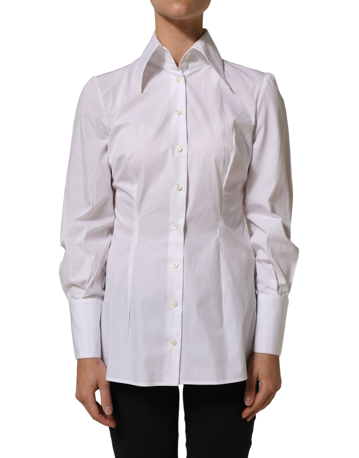 White Collared Long Sleeves Dress Shirt Top