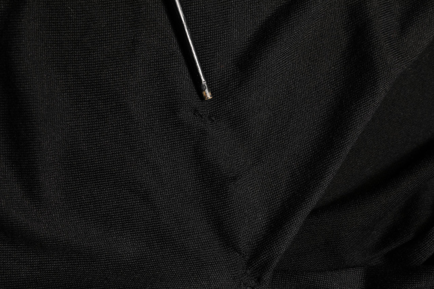 Black Silk Long Sleeves Draped Blouse Top