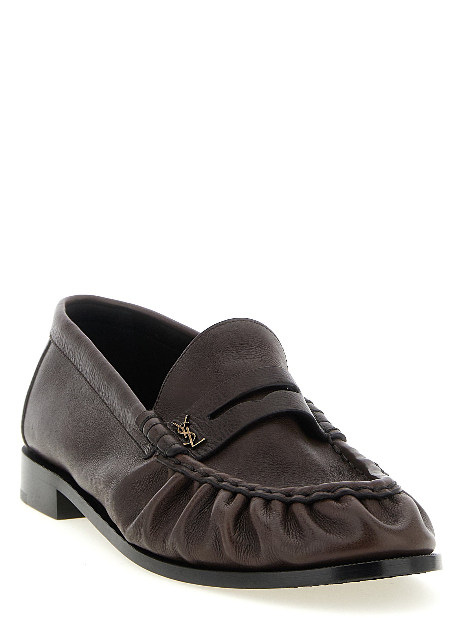 Brown Calfskin Slip-On Loafers