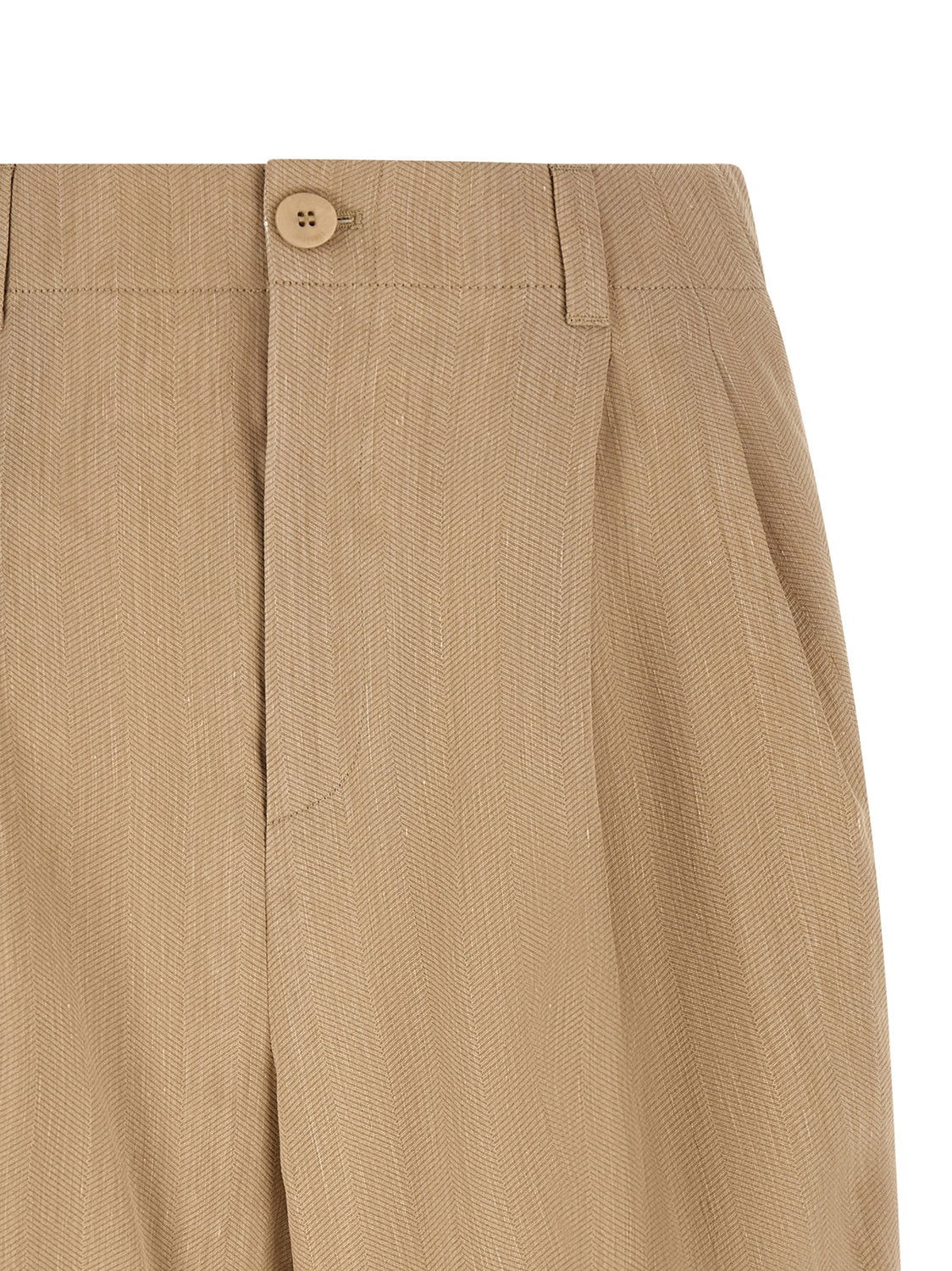 Beige Linen Bermuda Shorts