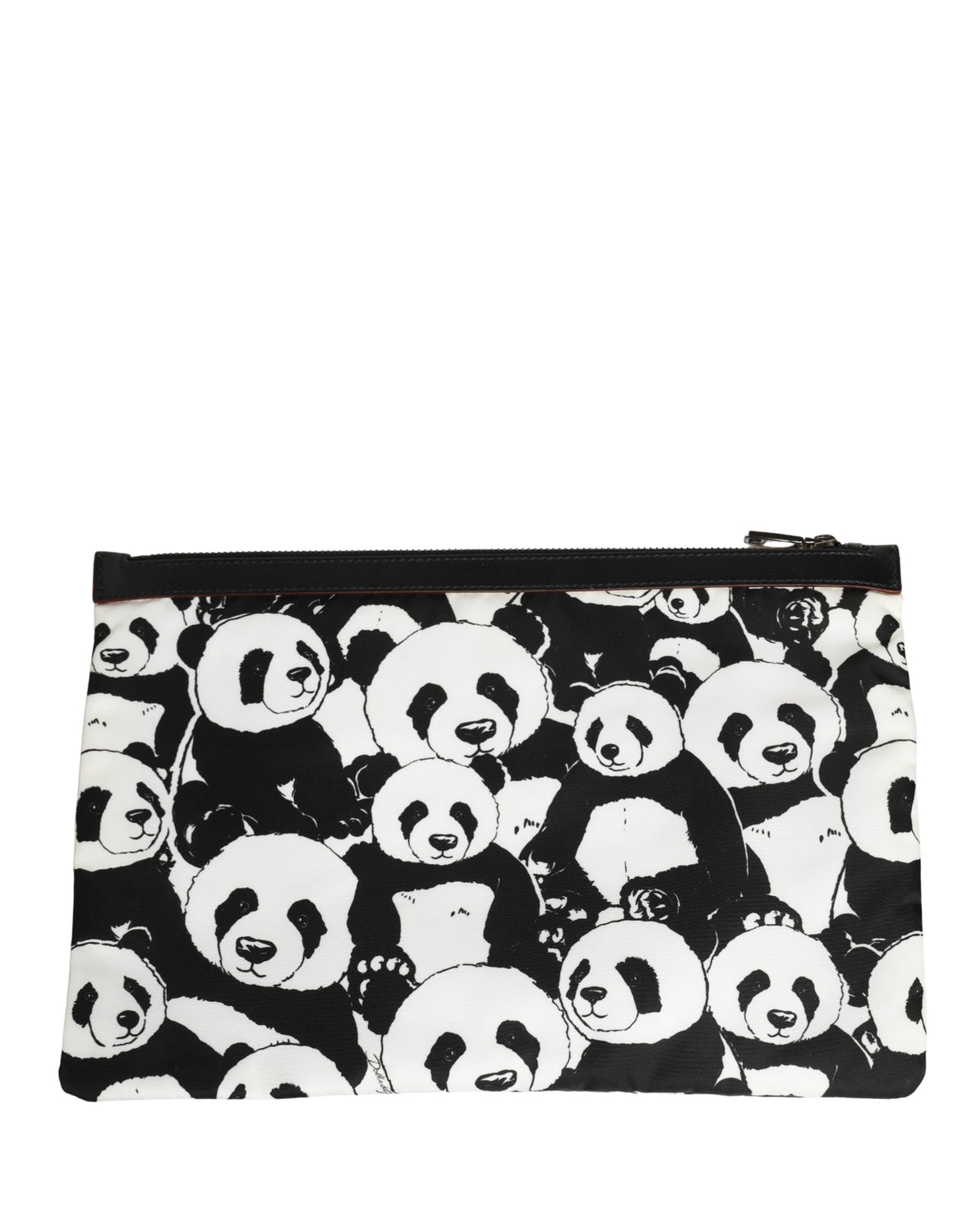 Black White Panda Print Nylon Clutch Men Pouch Borse Bag