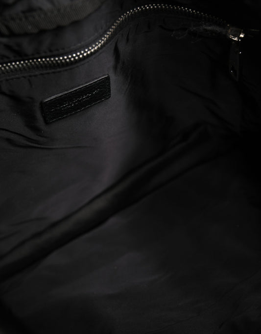 Black White Striped Polyester Drawstring Backpack Men Bag