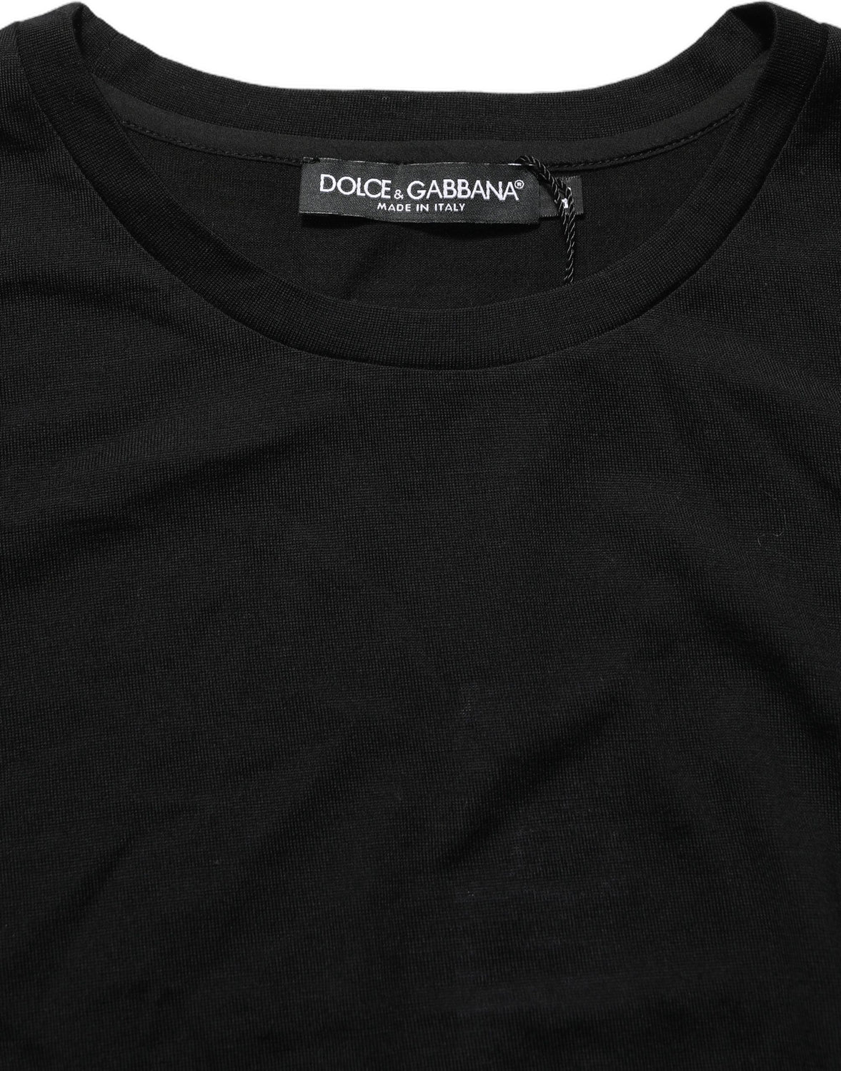 Black Wool Crew Neck Short Sleeves Men T-shirt