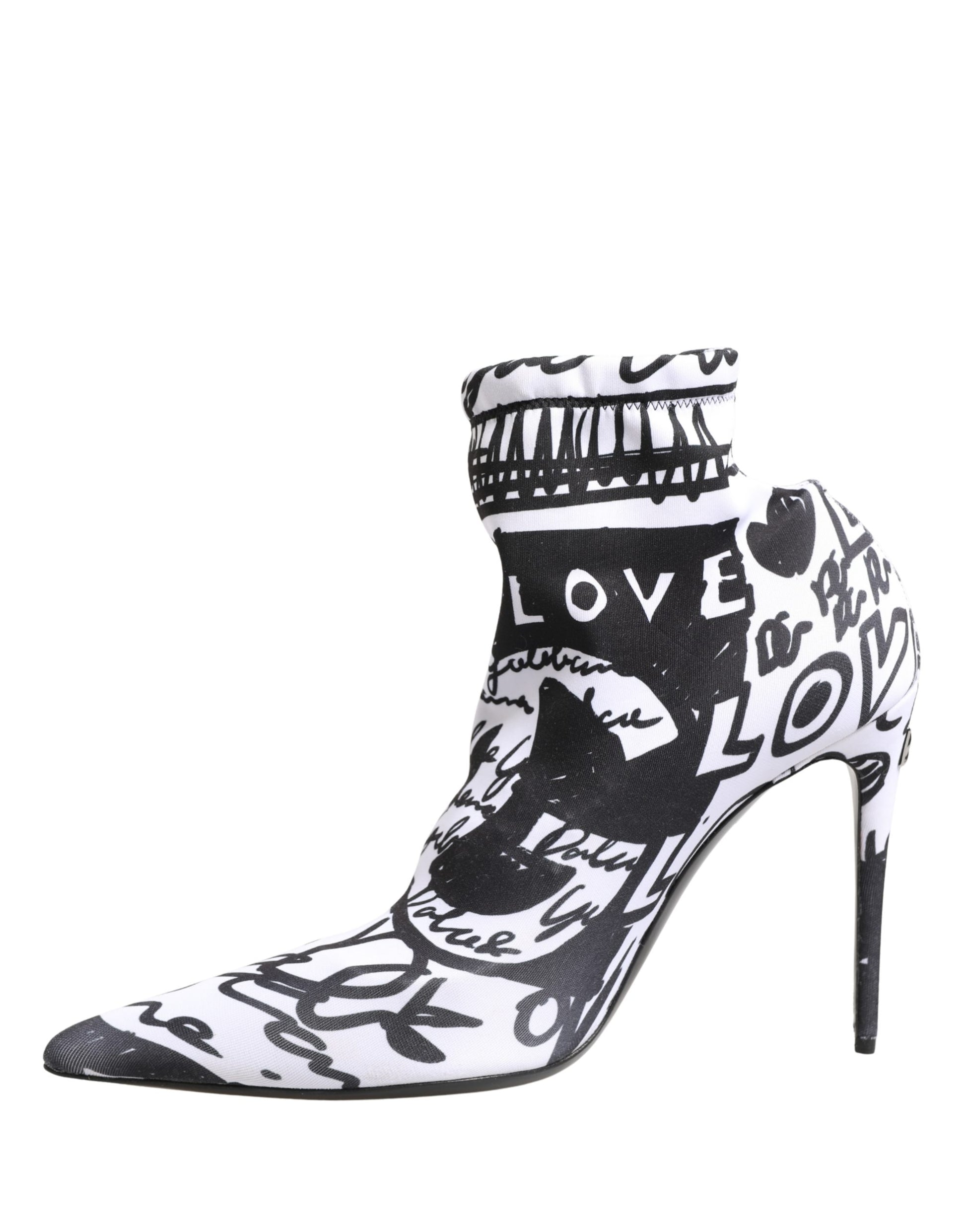 White Graffiti Stretch Ankle Boots Shoes