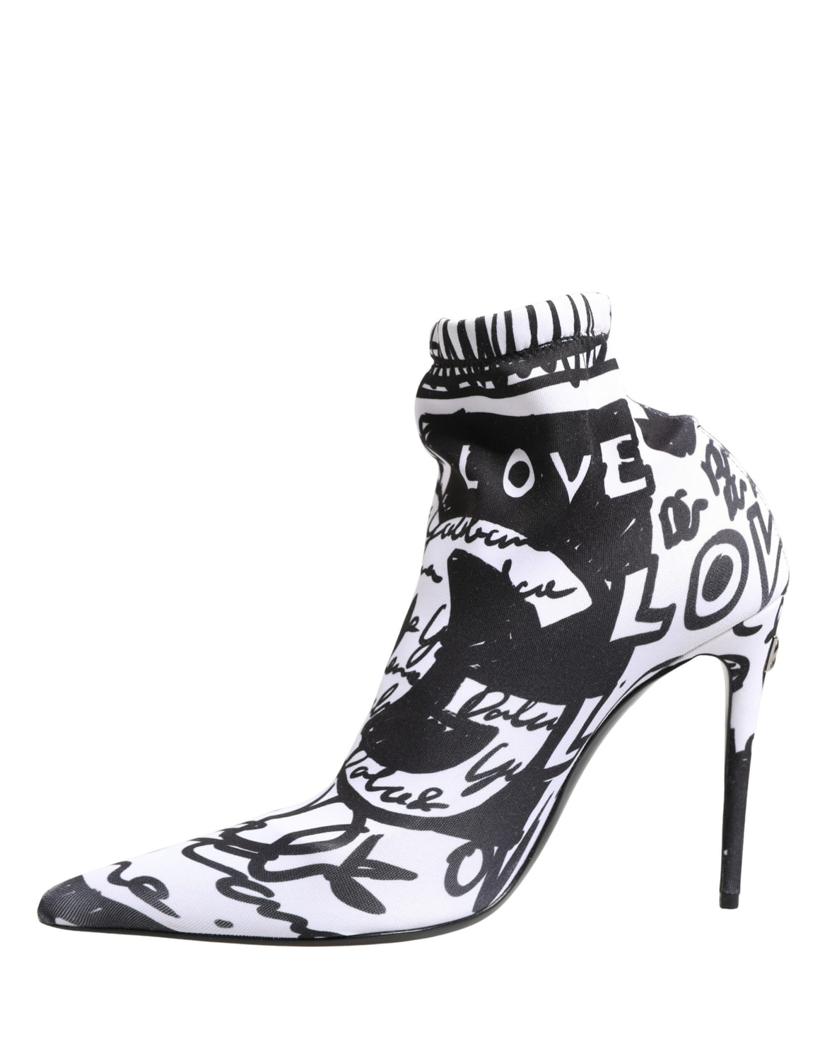 White Graffiti Stretch Ankle Boots Shoes