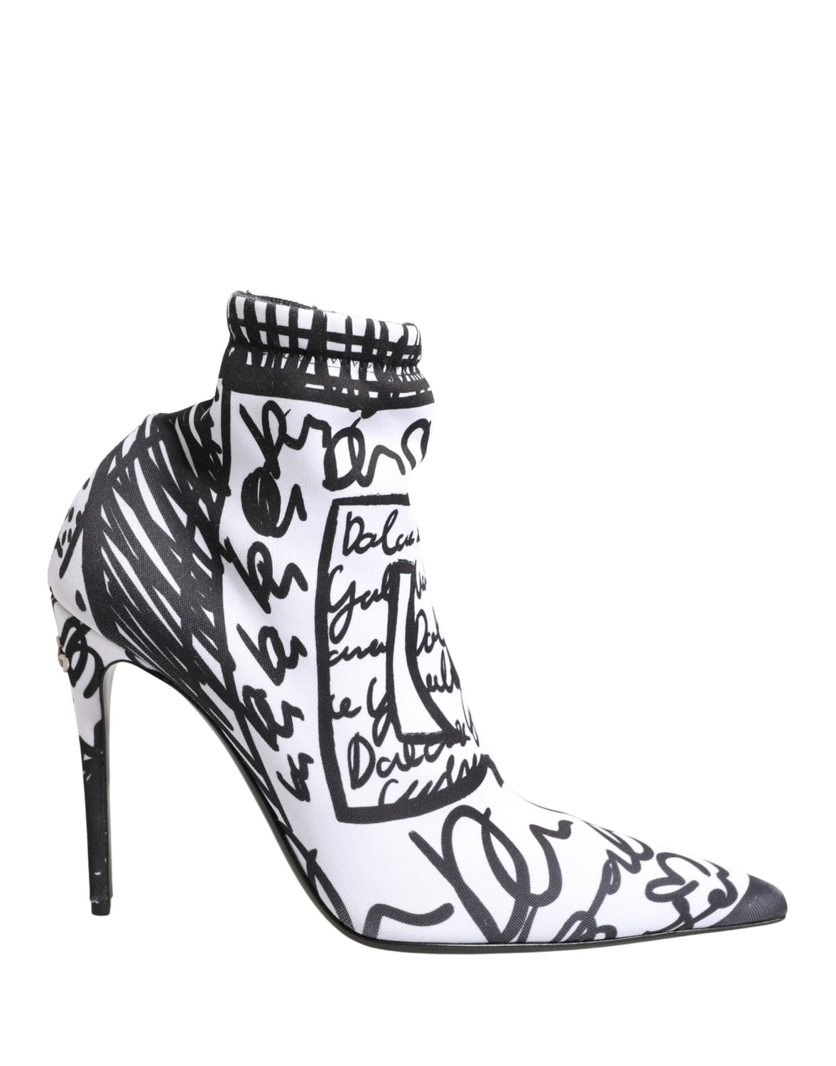 White Graffiti Stretch Ankle Boots Shoes