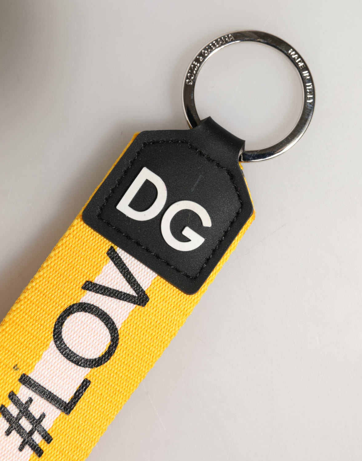 Yellow Logo Polyester Silver Brass Holder Keychain Keyring